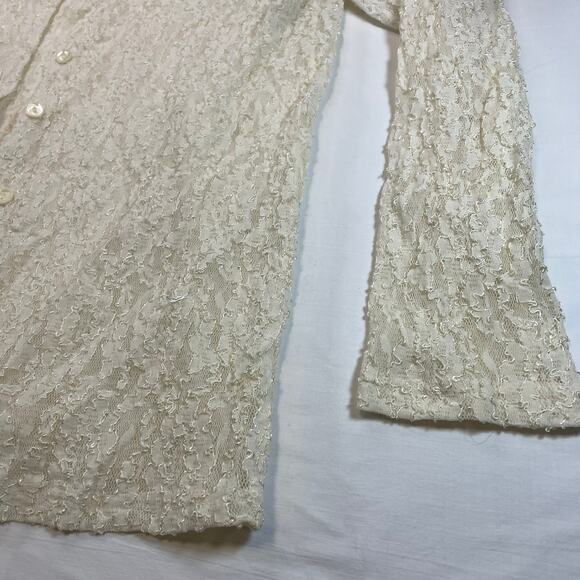 Ali & Ali Vintage Y2K Popcorn Lace Shrug Cardigan Ivory Sheer 1X Women's - Picture 3 of 7